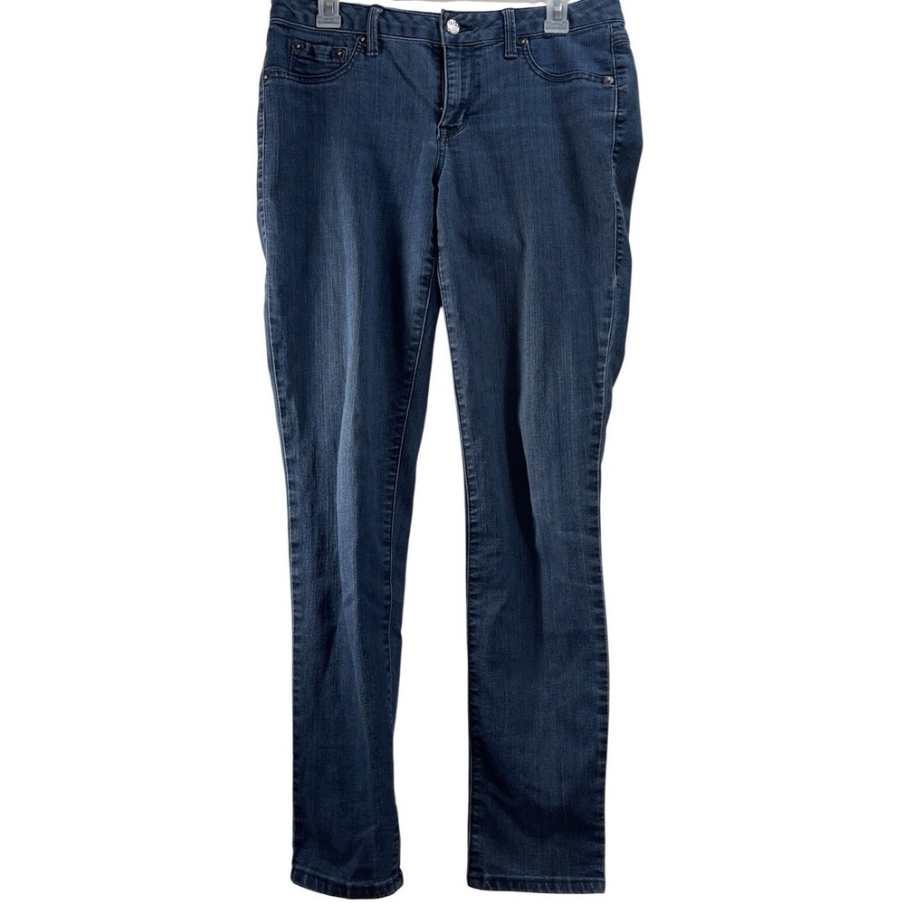 17/21‎ Exclusive Womens Blue Mid Rise Straight Leg Denim Jeans Size 8 Stretch